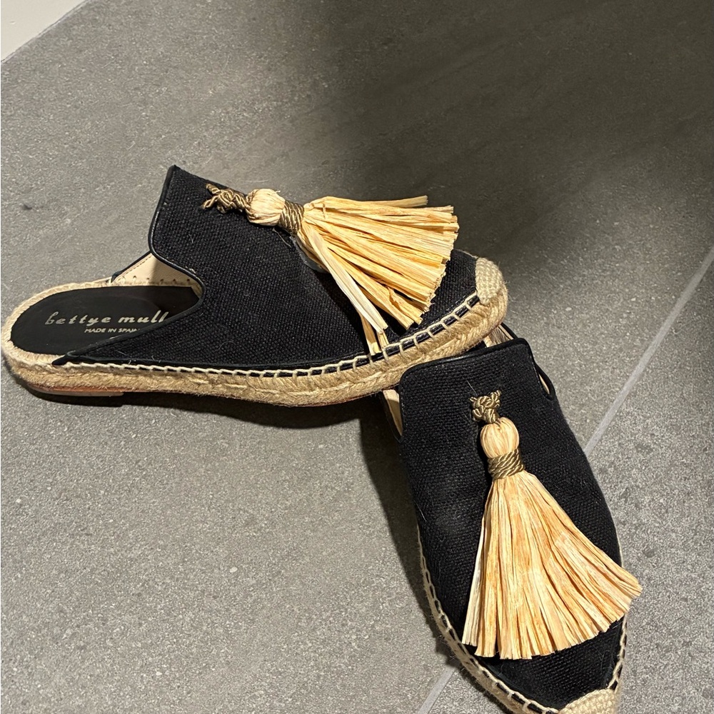 Black Espadrille Mules with Tassel